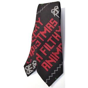 Holiday Time Christmas Skinny Tie Black Merry Christmas Ya Filthy Animal 59x2.5